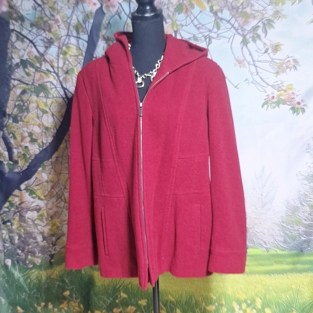 Red XL Anne Klein wool blend winter coat